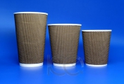 Гофрированные бумажные стаканы 3D коричневые 480мл d90мм
